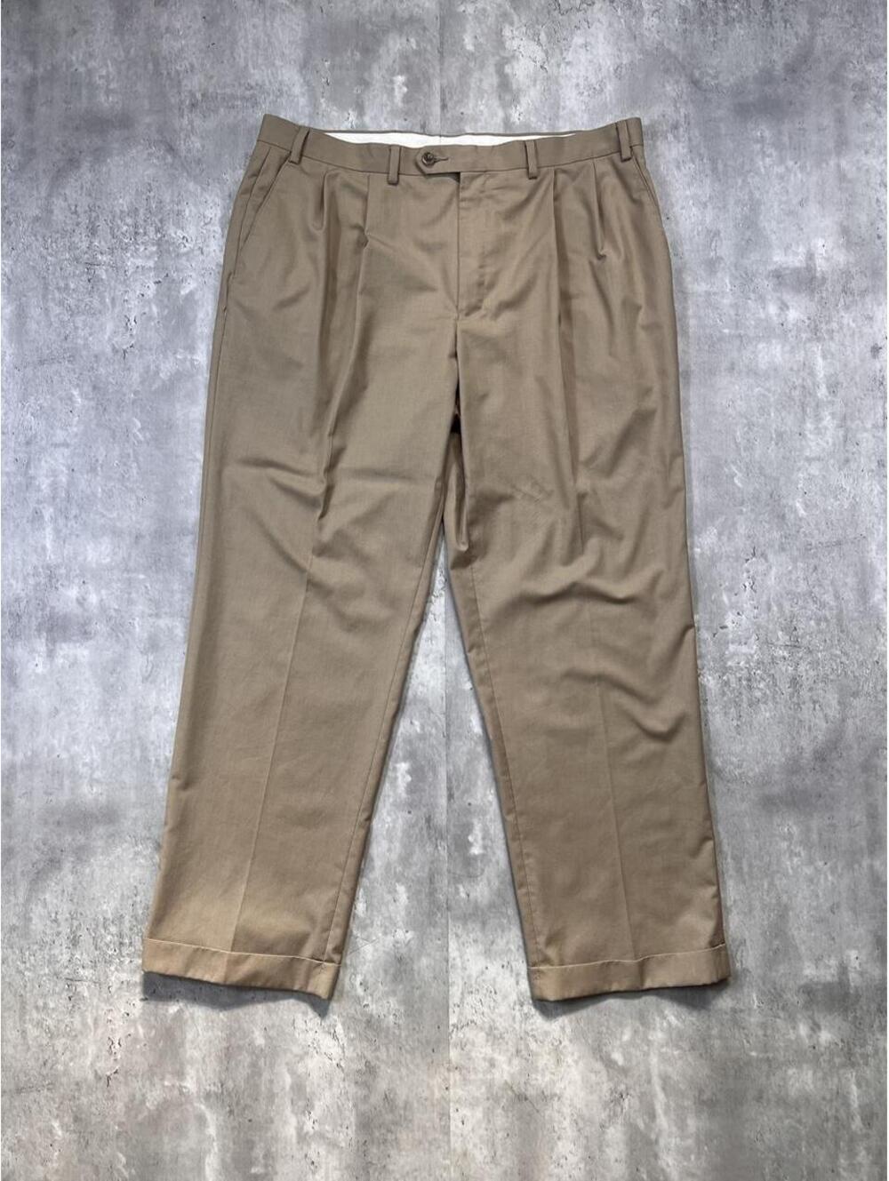 Ralph Lauren Pleated Tan Trousers Cuffed Dress Pants Classic Fit